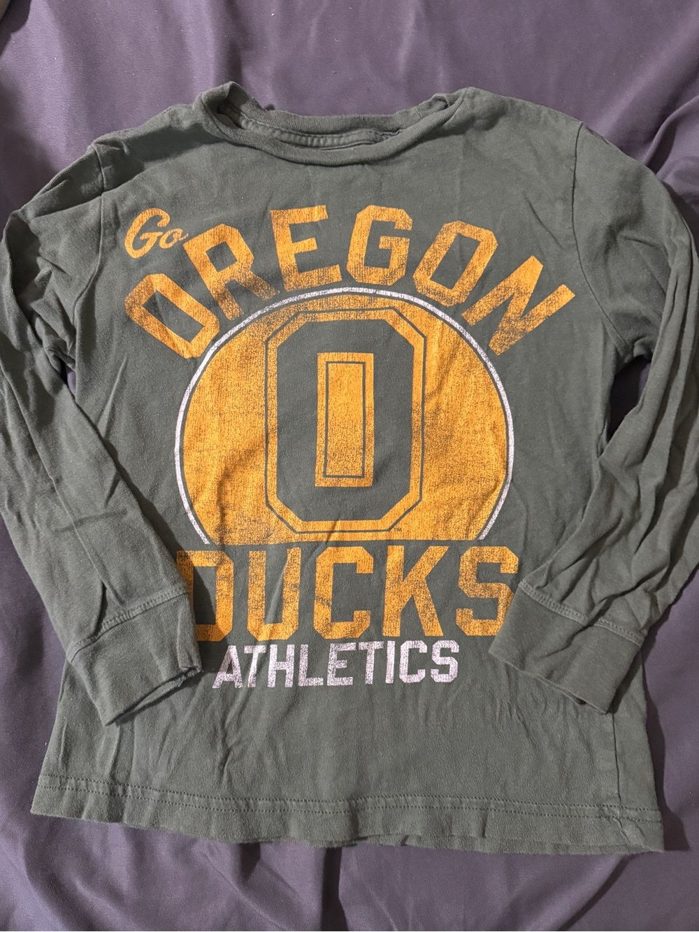 Oregon Ducks Kids' Long-Sleeve Graphic Tee - Olive/Gold